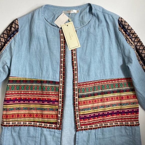 Patchwork Cardigan Women's Small Blazer Indie Boho Layering Granola Drapey - Picture 8 of 8